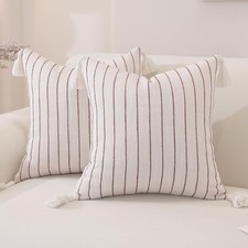 Decorative Boho Throw Pillow Covers 18x18 Inch 18" x 18" Pack of 2 Burgundy