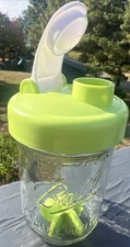 Ball Jar Bottle Blender Drink Shake Shaker Glass Green Lid 12oz Wide Mouth