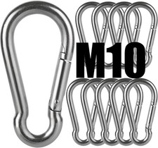 10 PCS M10 Spring Snap Hook Heavy Duty 4 Inch 304 Stainless Steel Carabiner C...