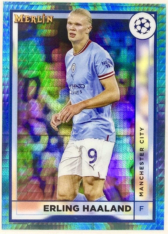 2022-23 Topps Merlin UEFA Club Competitions - Erling Haaland #92 Aqua Prism...