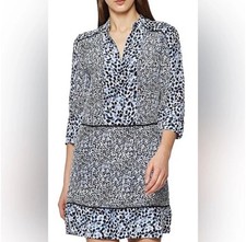 Reiss Anush Printed Tea Dress Lightweight Floral Sheer Blue Women’s US Size 6
