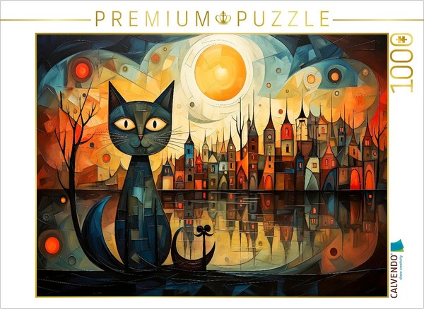 Calvendo Puzzle Cats, A Wonderful Night | 1000 Pieces, Finished Size 25.2 × 18.9-image