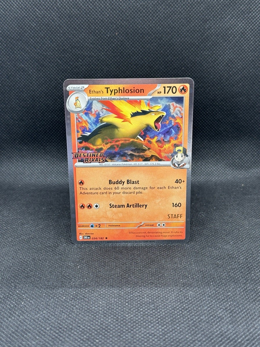 Ethan's Typhlosion (Prerelease Staff) 034/182 Sv10: Destined Rivals Holo MINT Ethan's Typhlosion (Prerelease Staff) 034/182 Sv10: Destined Rivals Holo MINT