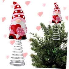 Gnome Miniature Tree Topper, 5.1 Inches Mini Resin Gnome Valentines Day