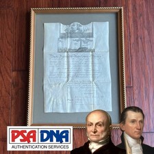 JAMES MONROE & JOHN QUINCY ADAMS * PSA * Autograph SHIP'S PASSPORT Signed 1825