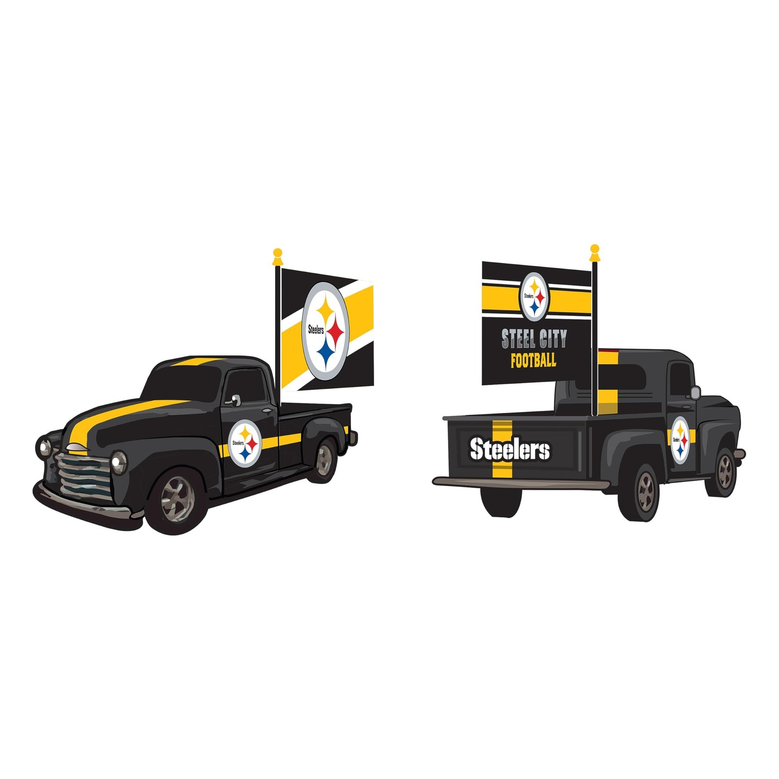 Pittsburgh Steelers 9 Inch Metal Rally Truck Statue, Outdoor Garden or Indoor...