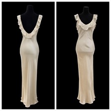 Vintage Victoria Secret Gold Label Long Ivory Ruffle Slip Nightgown Size XS