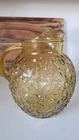 Vintage Anchor  Hocking Honey  Amber  Milano Lido  Crinkle Pitcher.