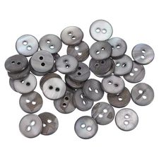50 Pcs Natural Shell Button, 2 Hole 10mm Mother of Pearl Button, Grey