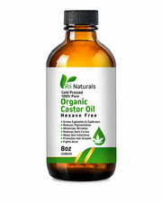 Castor Oil Organic Cold Pressed 100 Pure Hexane-Free New Amber Glass Bottle 8oz