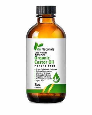 Castor Oil Organic Cold Pressed 100% Pure Hexane-Free New Amber Glass Bottle 8oz