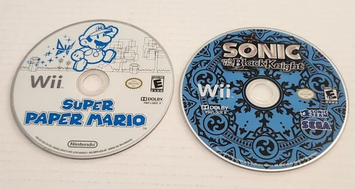 Super Paper Mario + Sonic and the Black Knight! (Nintendo Wii 2007) DISCS ONLY!