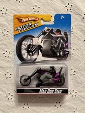 Vintage 2008 Hot Wheels Motorcycles Purple Mad Dog Sled w/ Rider 