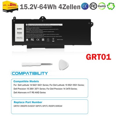 GRT01 Akku Für Dell Latitude 15 5521 5531 Precision 15 3561 3571 0R05P0 05RGW DE