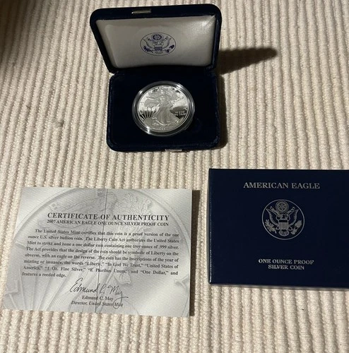 Silver !! 2007 1 oz .999 Fine Silver American Eagle Proof Coin w/ OGP & CoA [D2]