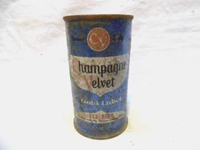 CHAMPAGNE VELVET (BLUE) FLAT TOP BEER CAN~TERRE HUATE BRG, TERRE HUATE, IND.