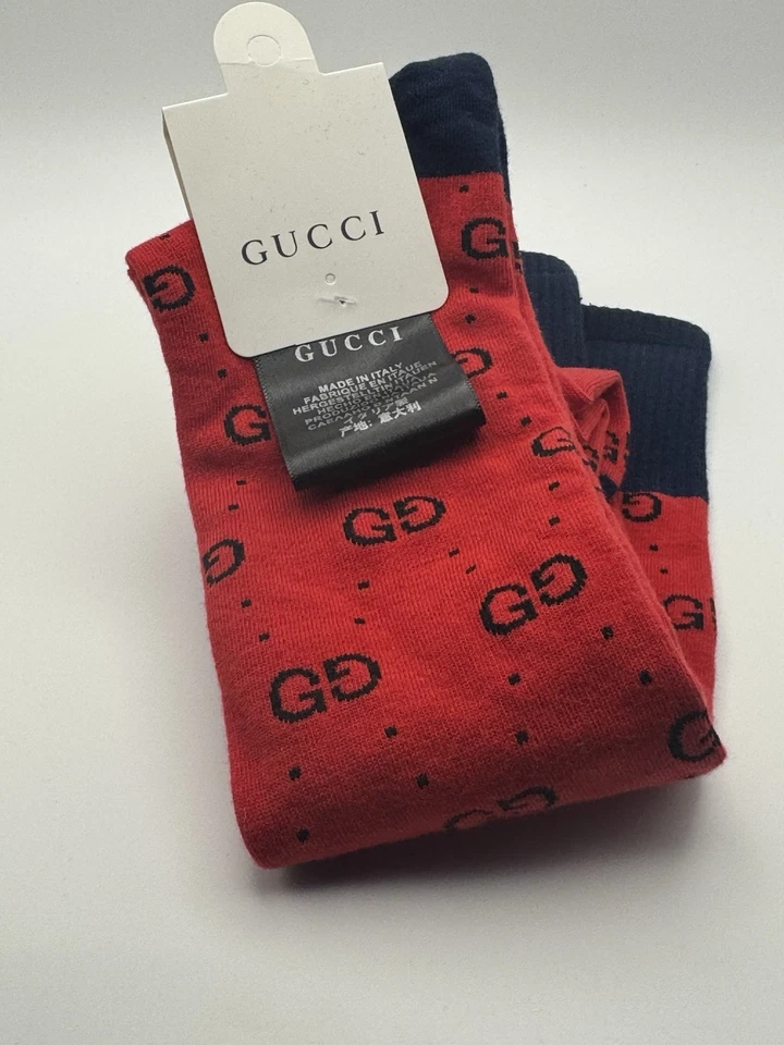 Meias longas unissex Gucci GG vermelhas/marinhas - Imagem 3 de 3