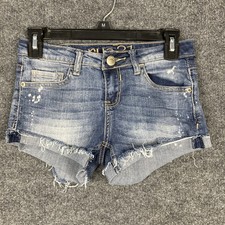 Rue 21 Junior Size 1/2 Distressed Medium Wash Denim Jean Shorts