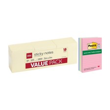 Sticky Notes Lot 3x3 Yellow 54 Pads Office Depot Post-it Greener 4x6 Lined 5pk