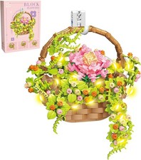 691PCS Flower Bouquet Building Set with LED Light, Flowers Basket Bonsai | Bo...