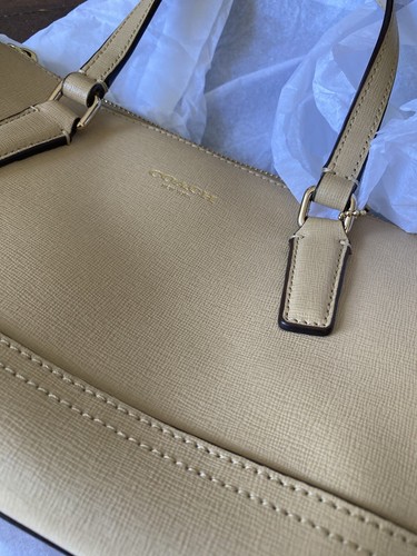 COACH Mini Satchel Crossbody Saffiano Leather Handbag 49392 Light Tan Butter New - Picture 12 of 14