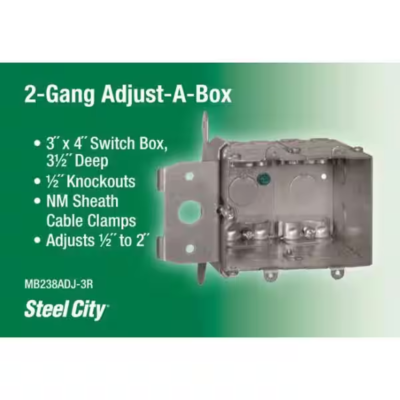 2-Gang 38 Cu. In. New Work Metallic Adjustable Electrical