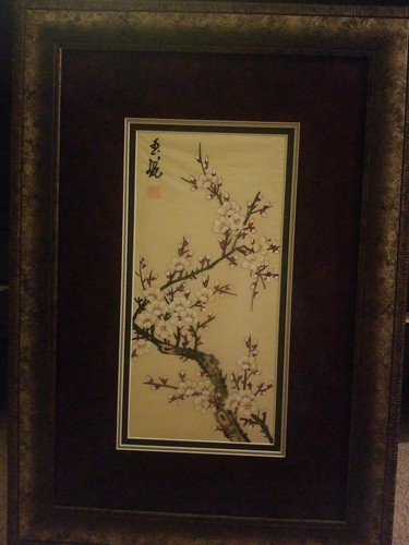 Silk Chinese Painting With Seal/flowers Framed Suzhou - Picture 4 of 12
