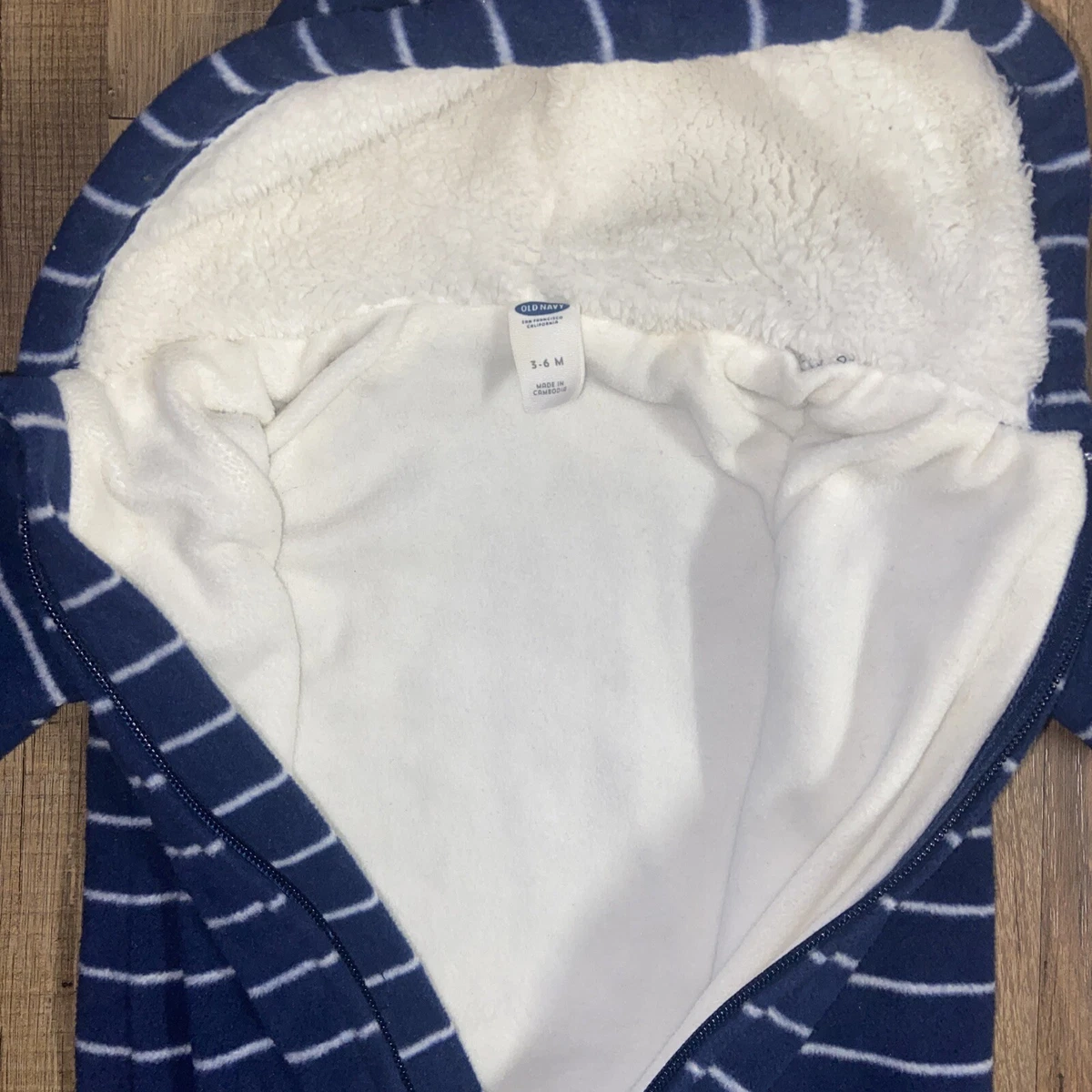 Old navy bunting suit Winter Snowsuit striped size 3 6 months Fleece Lined