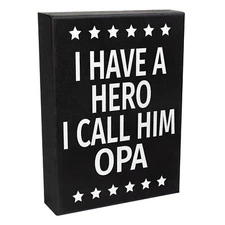JennyGems Opa Gifts From Grandchildren, I Have a Hero I Call Him Opa Sign Decor