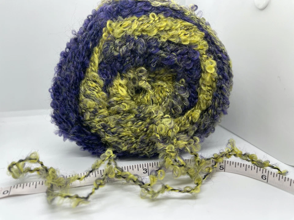 Boucle Fun Cake Yarn 77243 Ice Yarns Purple Green Mohair Bl CenterPull 150g 328y - Image 4 of 4