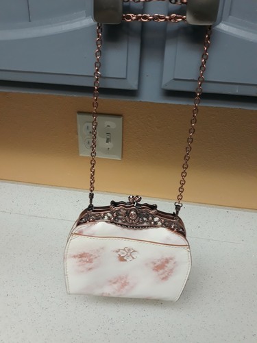 Borsa a tracolla Patricia Nash italiana crema pelle brunita lavorata Rosaria nuova con etichetta. - Foto 8 di 12