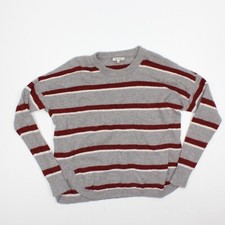 Madewell Small Westlake Stripe Pullover Sweater Coziest Yarn Grey Burgundy J9869