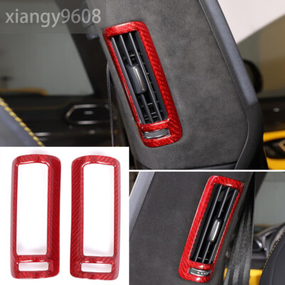 2×Red Carbon Fiber B Pillar Air Outlet Vent Cover For LAMBORGHINI URUS 2018-2021