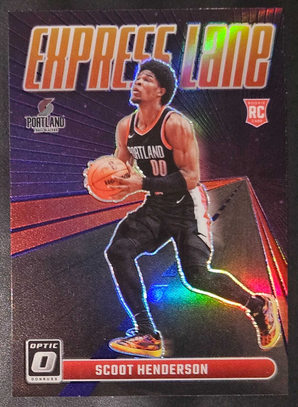 Scoot Henderson 2023-24 Donruss Optic EXPRESS LANE PURPLE PRIZM Rookie Card 14