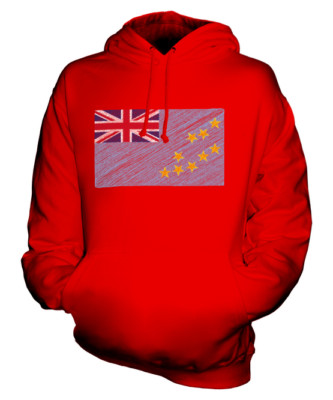 TUVALU SCRIBBLE FLAG UNISEX HOODIE TOP GIFT TUVALUAN FOOTBALL