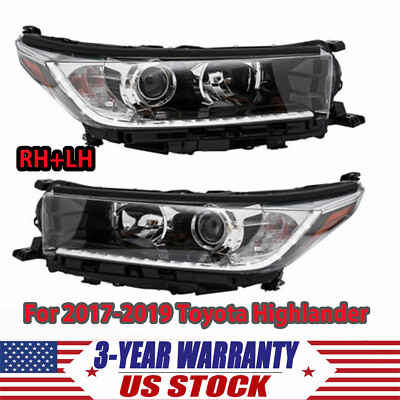Projector Headlight w/ LED DRL for 2017 2019 Toyota Highlander Left Right Pair
