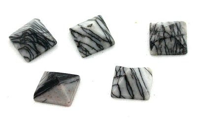 TWO 8mm Matrix Jasper Square Pyramid Cab Cabochon Gem Stone Gemstone EBS7573