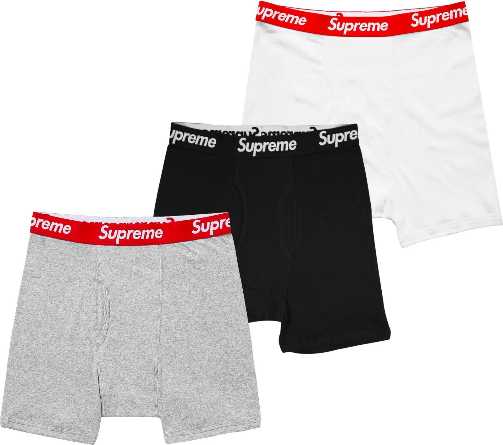 TROIS   Boxer slip sous vêtement Supreme / Hanes gris noir blanc PETIT / S 28 30