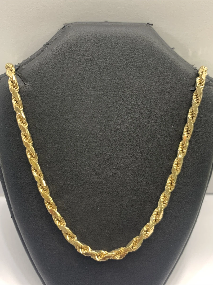 14ct 14K Yellow Gold Italian Rope Link Chain Necklace 25.3 Grams 51cm. Brand New