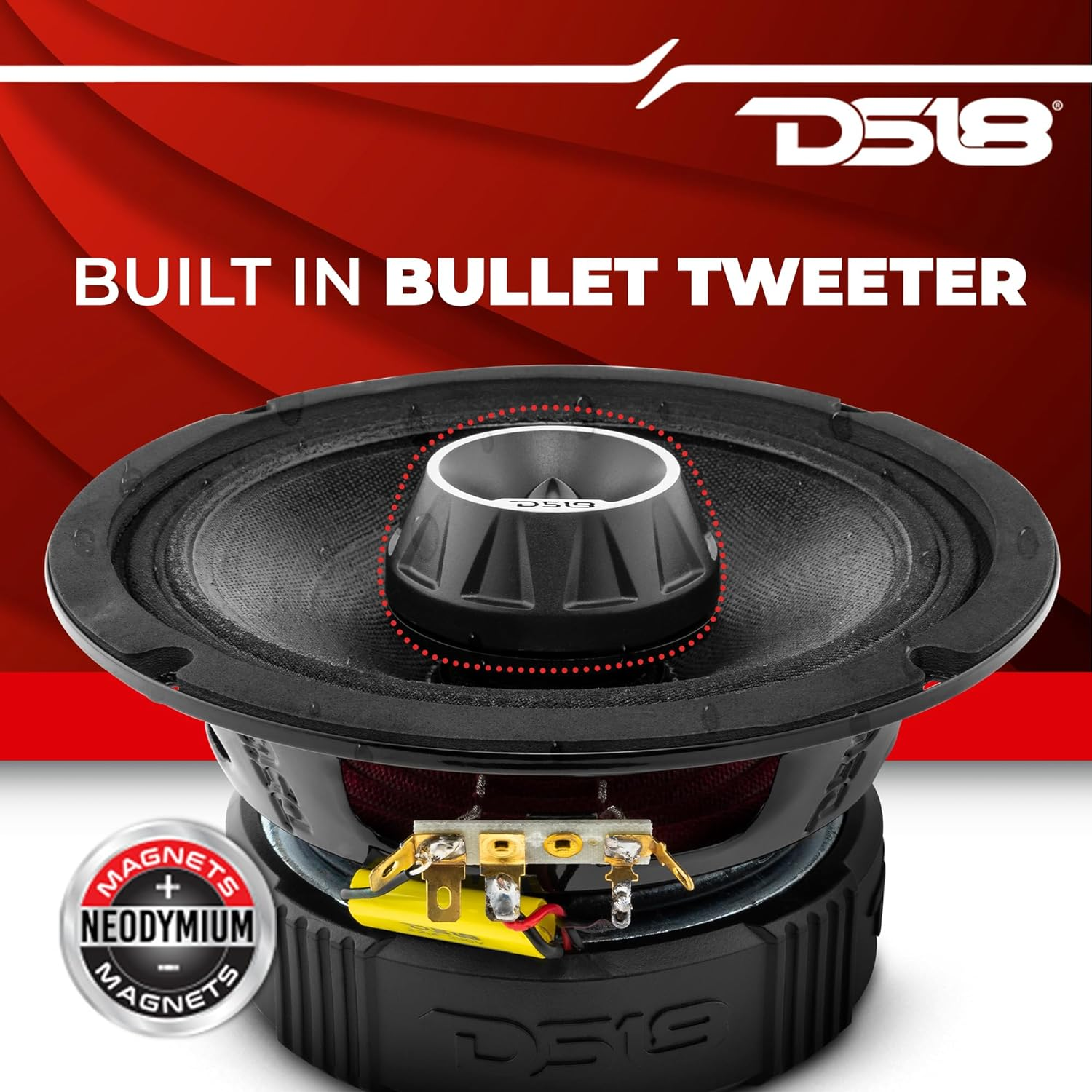 DS18 PROZT6 6.5Inch 2 Way Pro Audio Midrange Speakers with BuiltIn