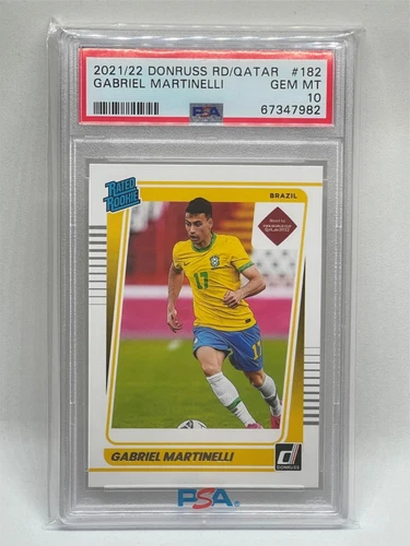 GABRIEL MARTINELLI 2021-22 DONRUSS ROAD TO QATAR #182 RATED ROOKIE RC PSA 10 GEM