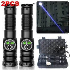 2x Portable LED Flashlight Super Bright Zoomable USB Rechargeable Tactical Torch