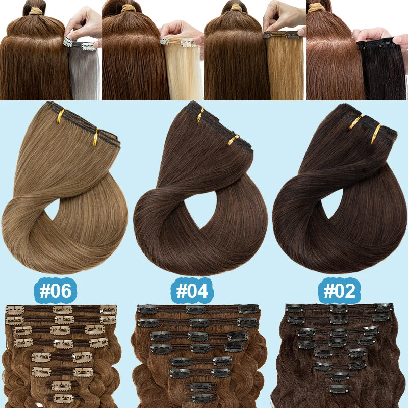 Clip de doble trama grueso real en extensión de cabello humano Remy cabeza completa 150 g 160 g 170 Foto 2 de 4