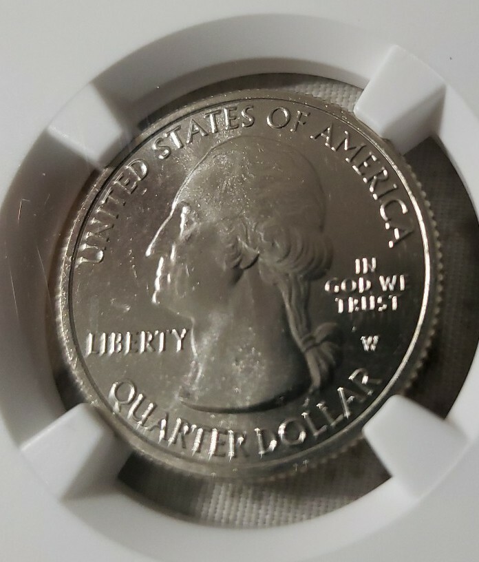 2019 W Quarter San Antonio 25C MS66 Mint Error Obverse Struck Thru