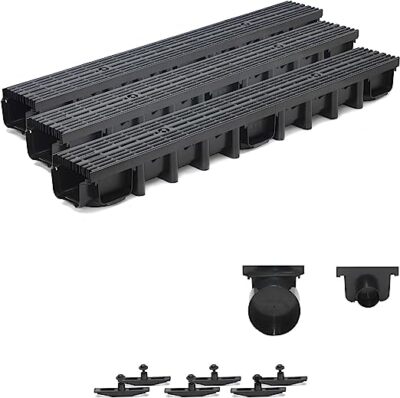 3m Entwässerungsrinne für modulares System A15 98mm, komplett