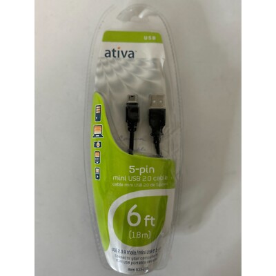 Ativa 6ft 1.8m USB 2.0 Cable A Male Mini USB B 5-pin mini NEW