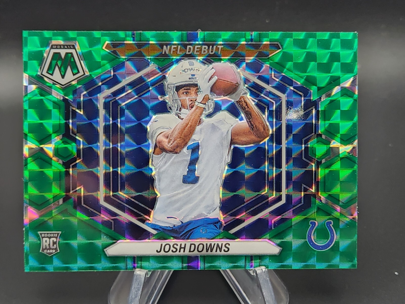 Josh Downs 2023 Panini Mosaic NFL Debut Green Mosaic