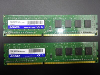 ADATA 8GB (2x4GB) DDR3 AD3U1600W4G11-B 1600(11) 4GX8 U-DIMM #R617