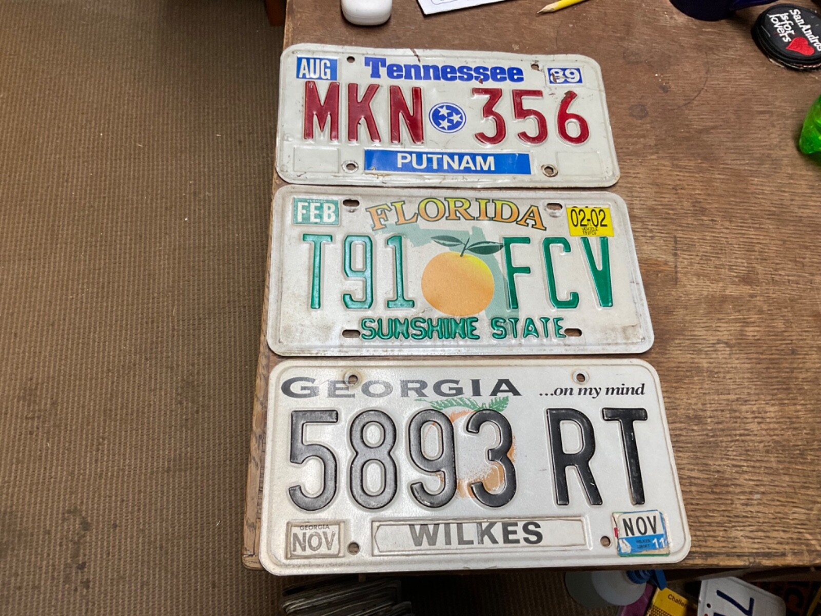 Great Patina Rustic Lot Of 3 Different States License Plates GA great-patina-rustic-lot-of-3-different-states-license-plates-ga
