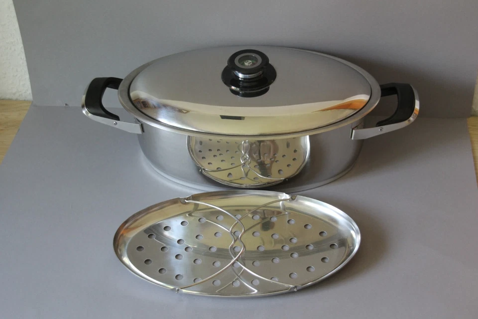 AMC Visiotherm großer ovaler Bräter Gartopf Fischtopf mit Einsatz